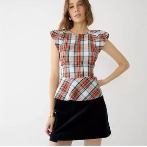 J.Crew Tartan Peplum Top